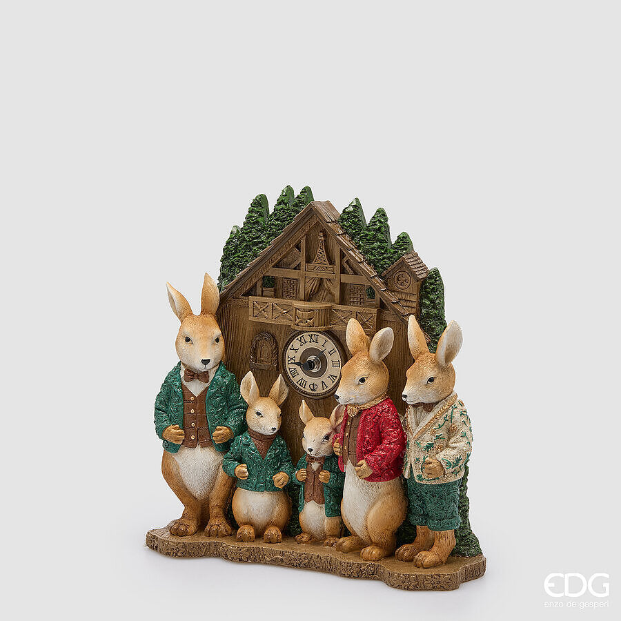 EDG Enzo De Gasperi Decoro Animali con Orologio Green Red 29x11xH31 cm – Decorazione di Natale
