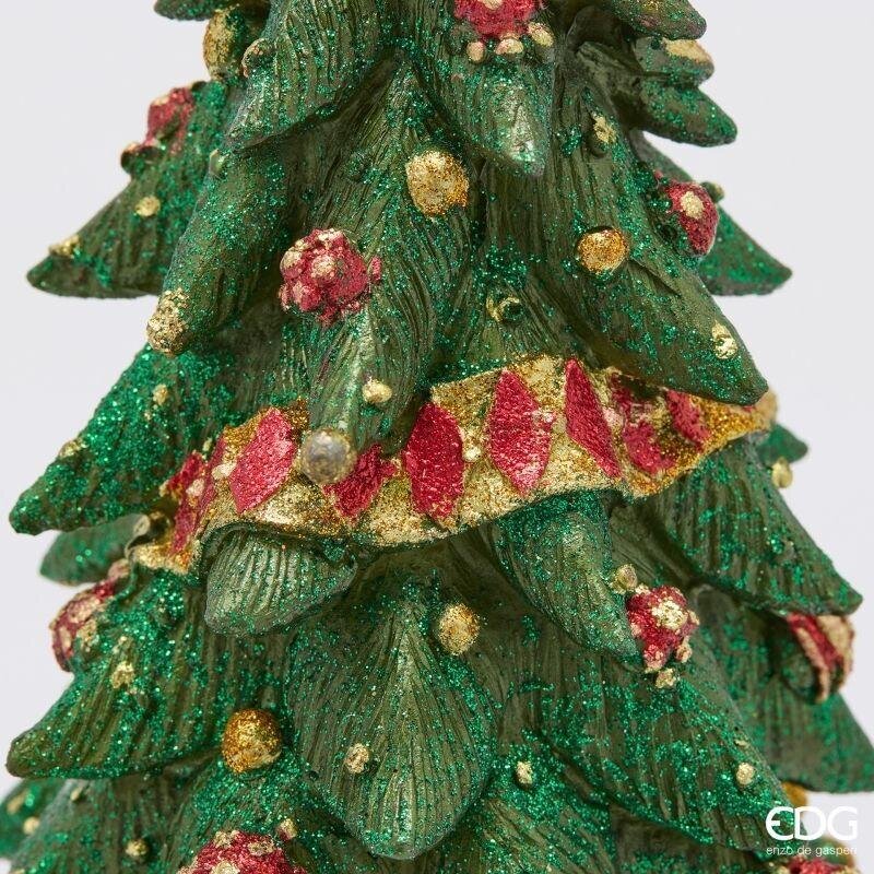 EDG Enzo De Gasperi Décoration Sapin Decoglitter Vert Rouge H33 Ø15 cm – Décoration de Noël