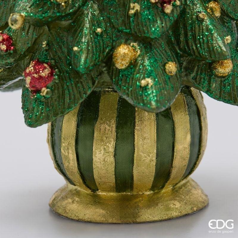 EDG Enzo De Gasperi Décoration Sapin Decoglitter Vert Rouge H33 Ø15 cm – Décoration de Noël
