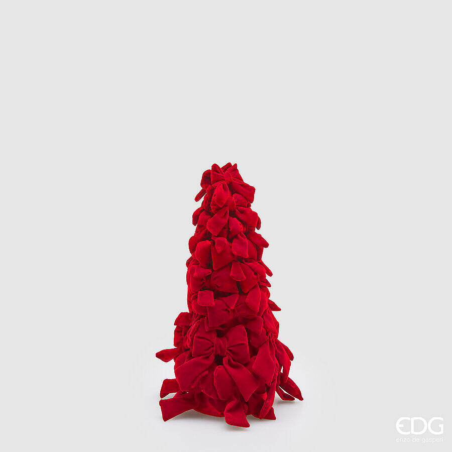 EDG Enzo De Gasperi Cono Natalizio con Fiocchi H33 Ø19 cm Rosso – Decorazione di Natale