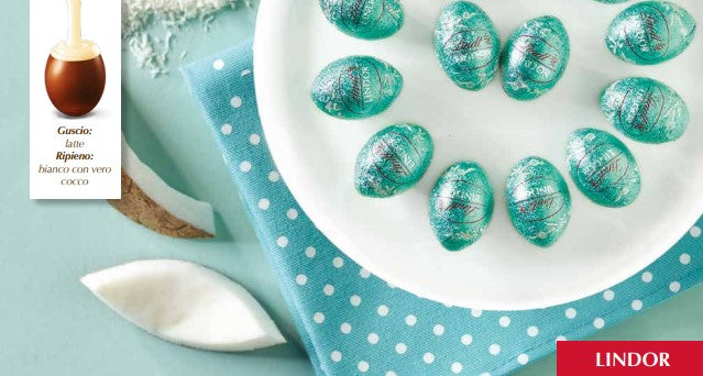Œufs Lindt Lindor en chocolat au lait et noix de coco 500 g