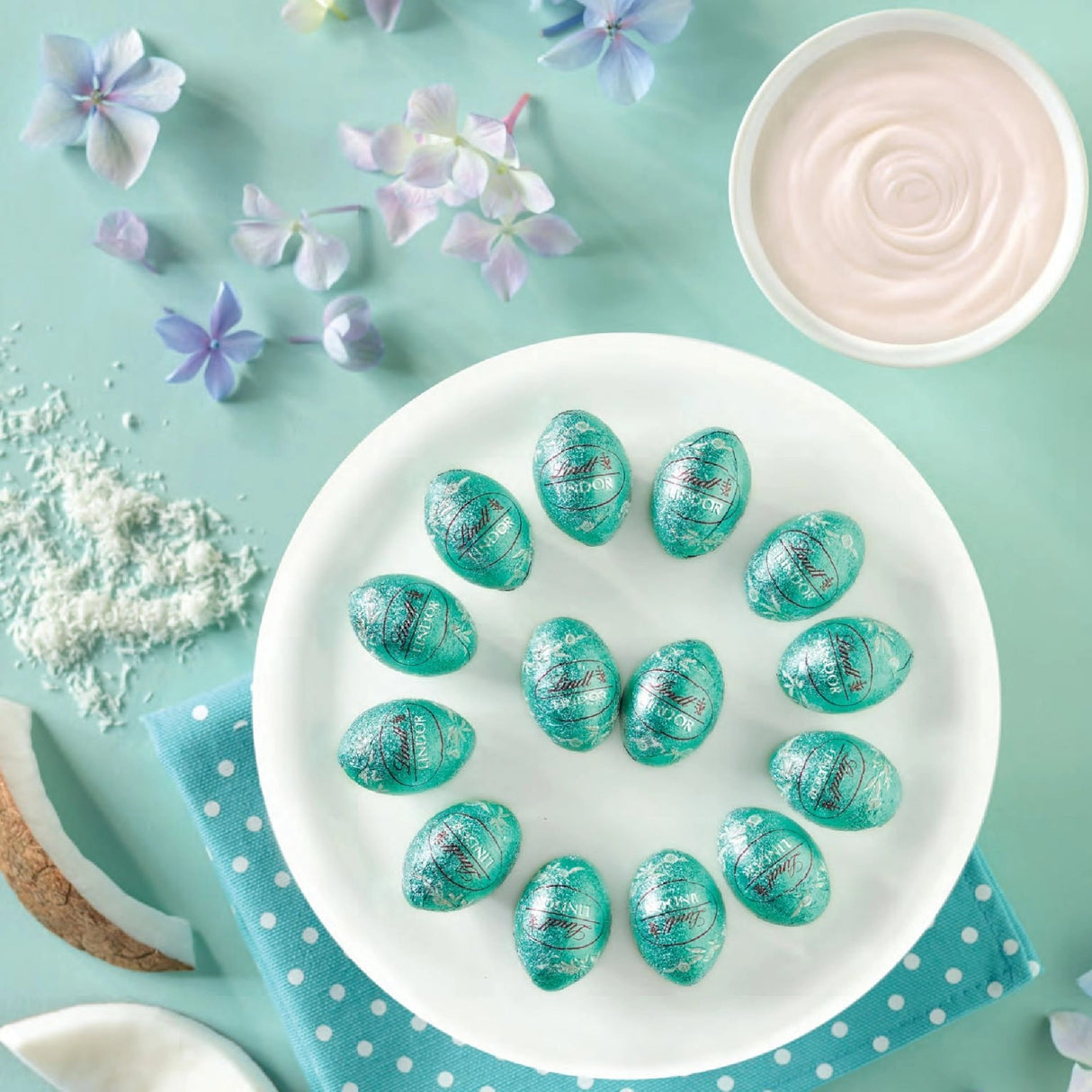 Œufs Lindt Lindor en chocolat au lait et noix de coco 500 g