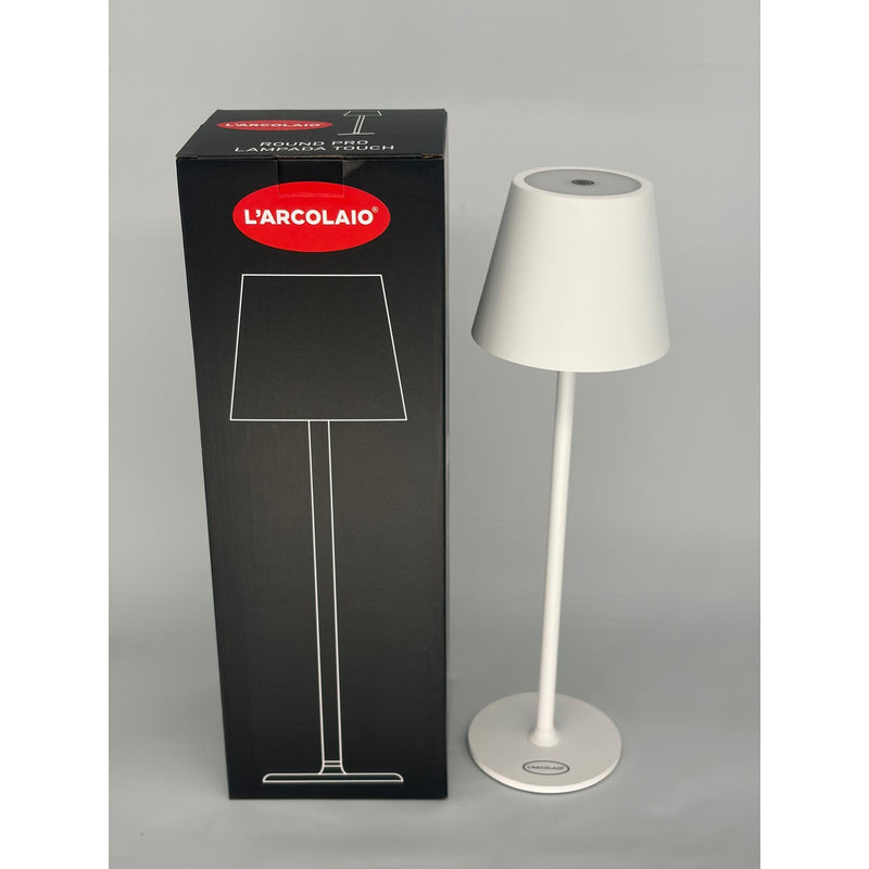 L'Arcolaio Lampe LED Tactile Rechargeable H 38 Cm 10 x 10 Cm IP54 Round Pro Blanc