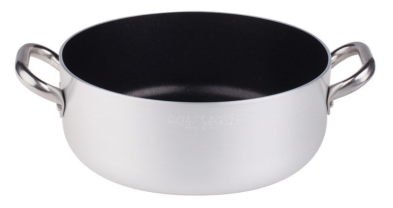 AGNELLI Casserole Basse Antiadhésive avec 2 Poignées Inox D 36 cm