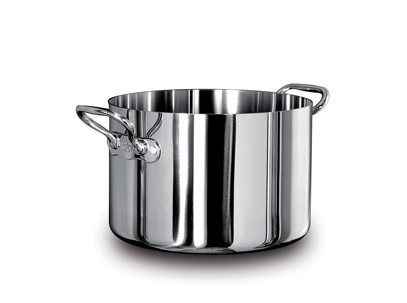 AGNELLI Faitout haut Aluinox 3 plis 2 poignées Inox brillant 32x20 cm