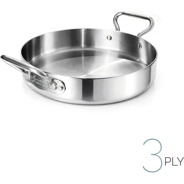 AGNELLI Sauteuse Aluinox 3PLIS avec 2 Anses Inox 40x7,2 Cm