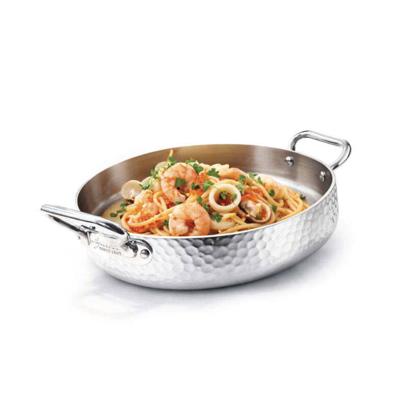 AGNELLI Faitout Aluinox Martelé 3 plis 24x6 cm 2 poignées inox