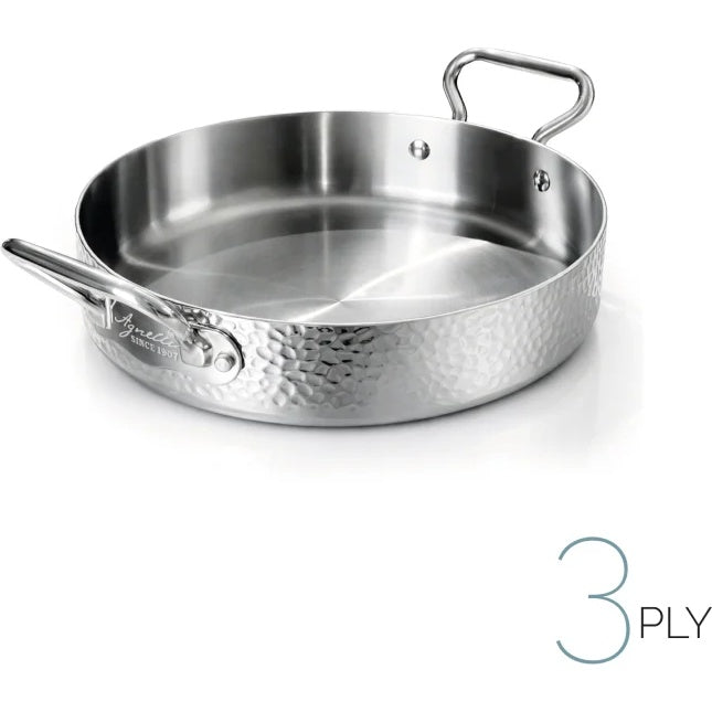 AGNELLI Faitout Aluinox Martelé 3PLY 28x6 Cm sur 2 Poignées en Inox