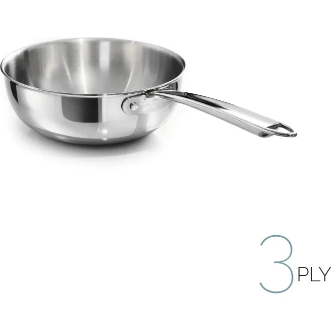 AGNELLI Sauteuse aluinox 3 plis brillant avec 1 poignée D 24 cm