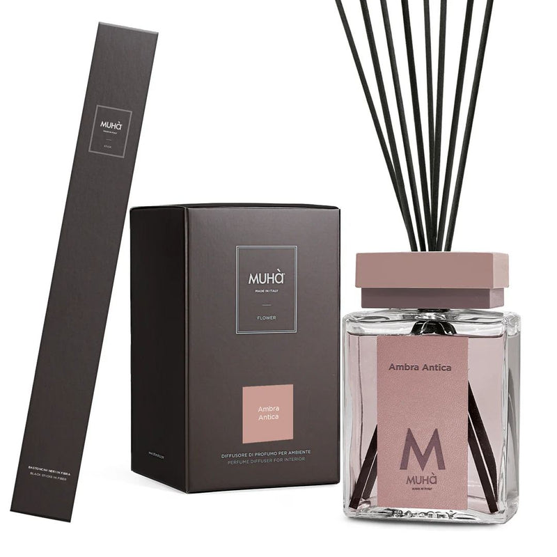 Muhà Luxe Parfum d'Ambiance Diffuseur avec Bâtonnets Ambre Antique 1 000 ml