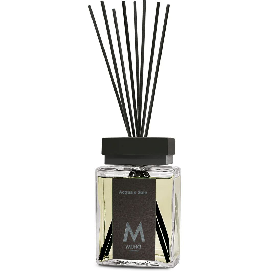 Muhà Luxe Diffuseur de Parfum d'Ambiance avec Bâtonnets Eau et Sel 500 Ml