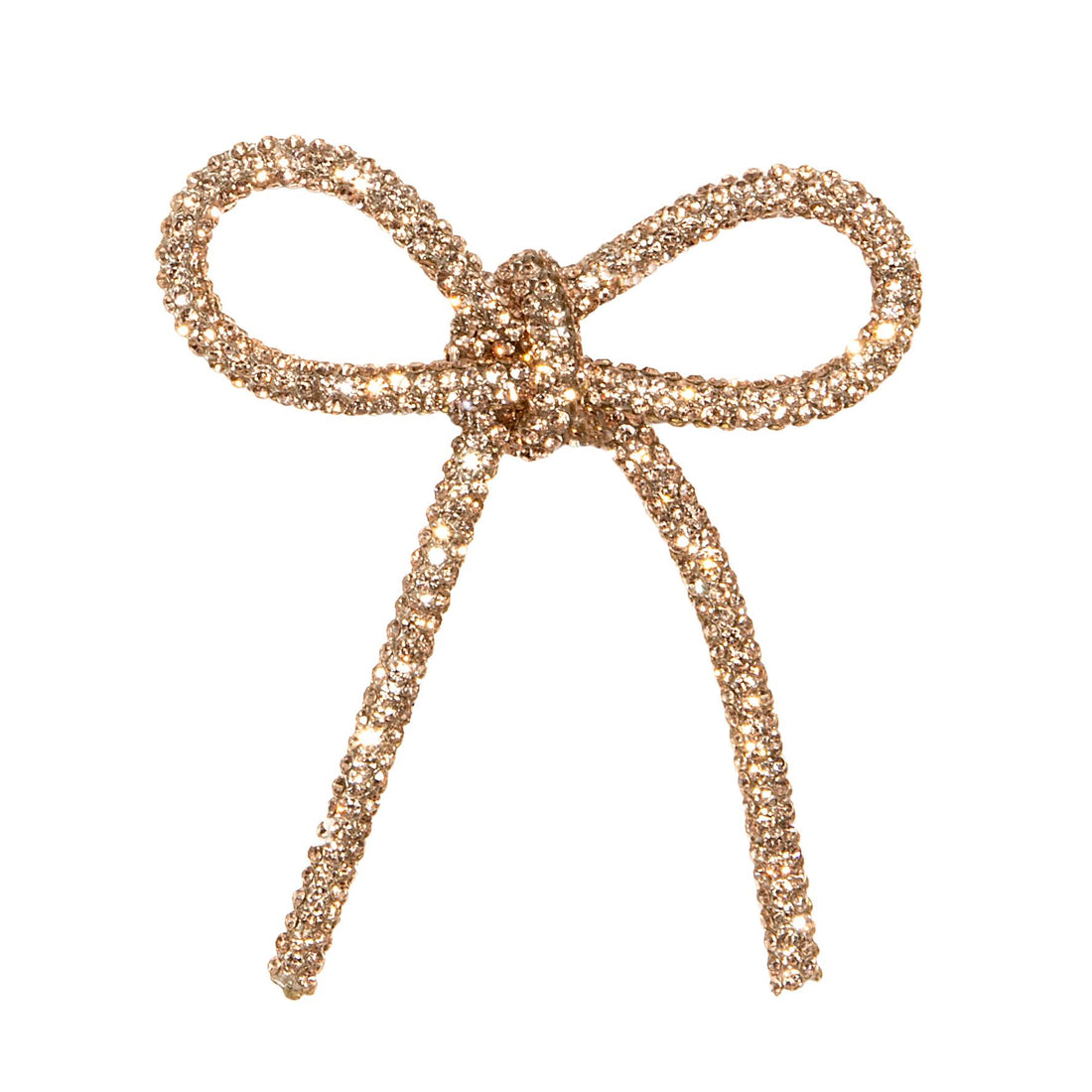 Piovaccari Nœud de Noël Bows with Diamonds Or Rose 6,5xH7 cm – Nœud Décoratif avec Diamants pour Sapin de Noël, Décorations et Emballages Cadeaux