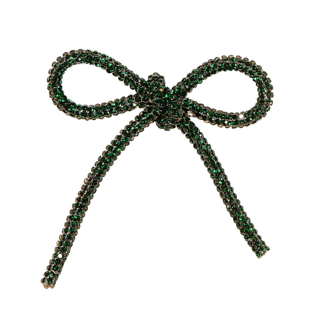 Piovaccari Nœud de Noël Bows with Diamonds Vert Foncé 6,5xH7 cm – Nœud Décoratif avec Diamants pour Sapin de Noël, Décorations et Emballages Cadeaux
