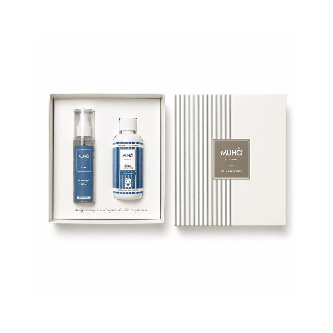 Muhà Set Regalo Profumatore Bucato Fresco Puro 200 ml + Spray 125 ml – Idea Regalo