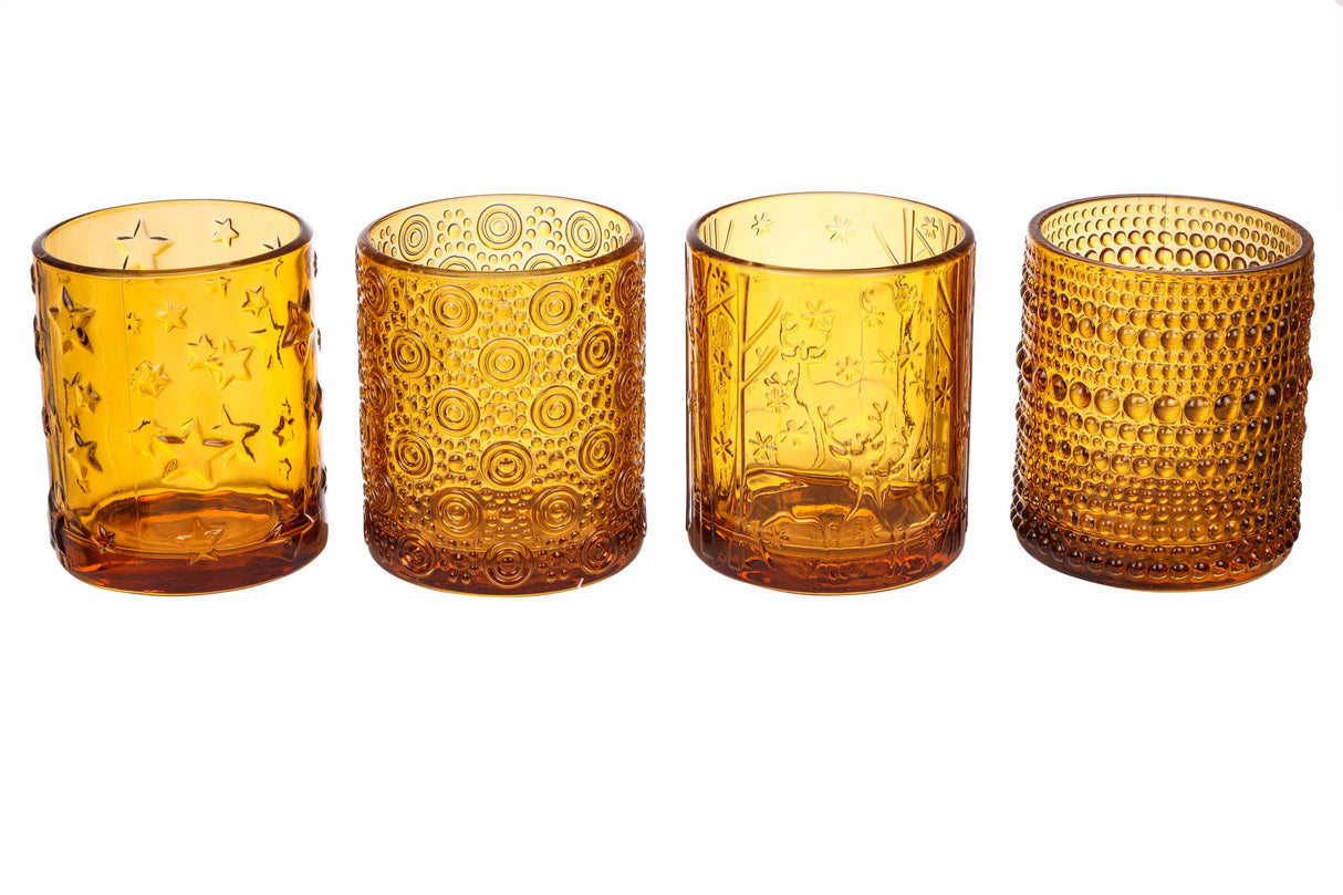 ARPIMEX Pot porte-bougie Noël Ø 8,8 cm H 10 cm Assortiment Verre Marron 1 pièce