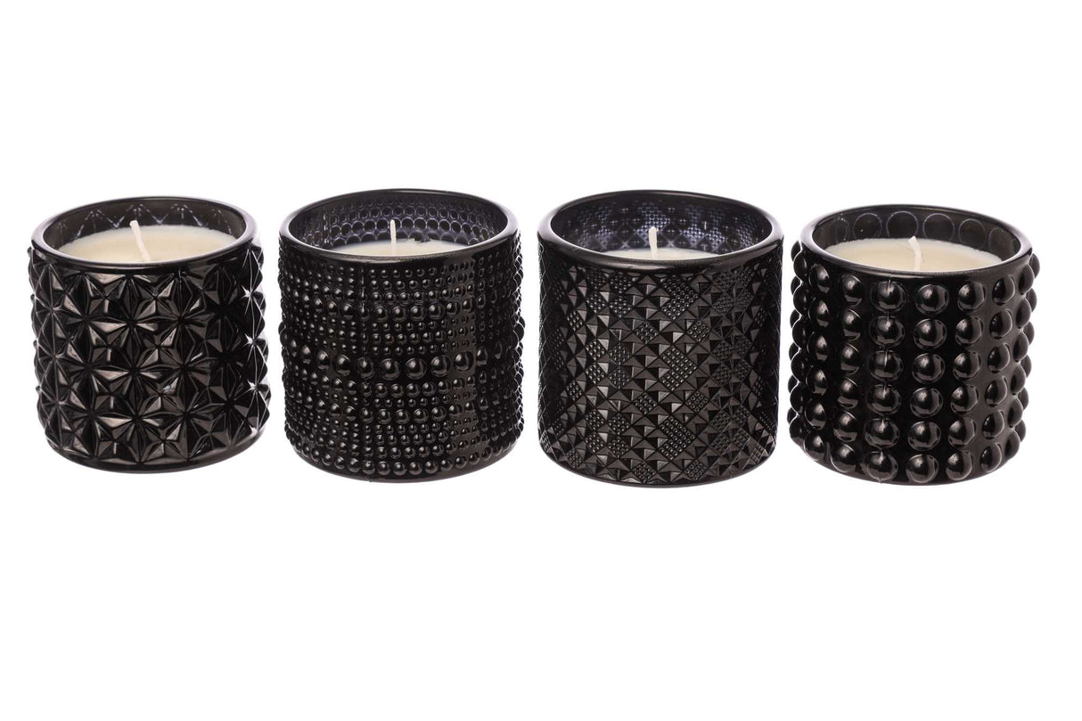 Pot en verre avec cire ARPIMEX Ø 7 cm H 6,8 cm Mix 4 pièces Noir