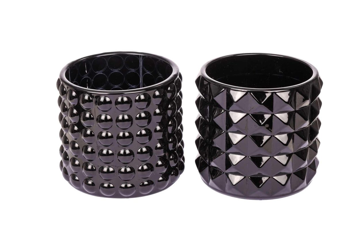 Pot en verre ARPIMEX D 9,5 cm H 8,5 cm Mix 2 pièces Noir