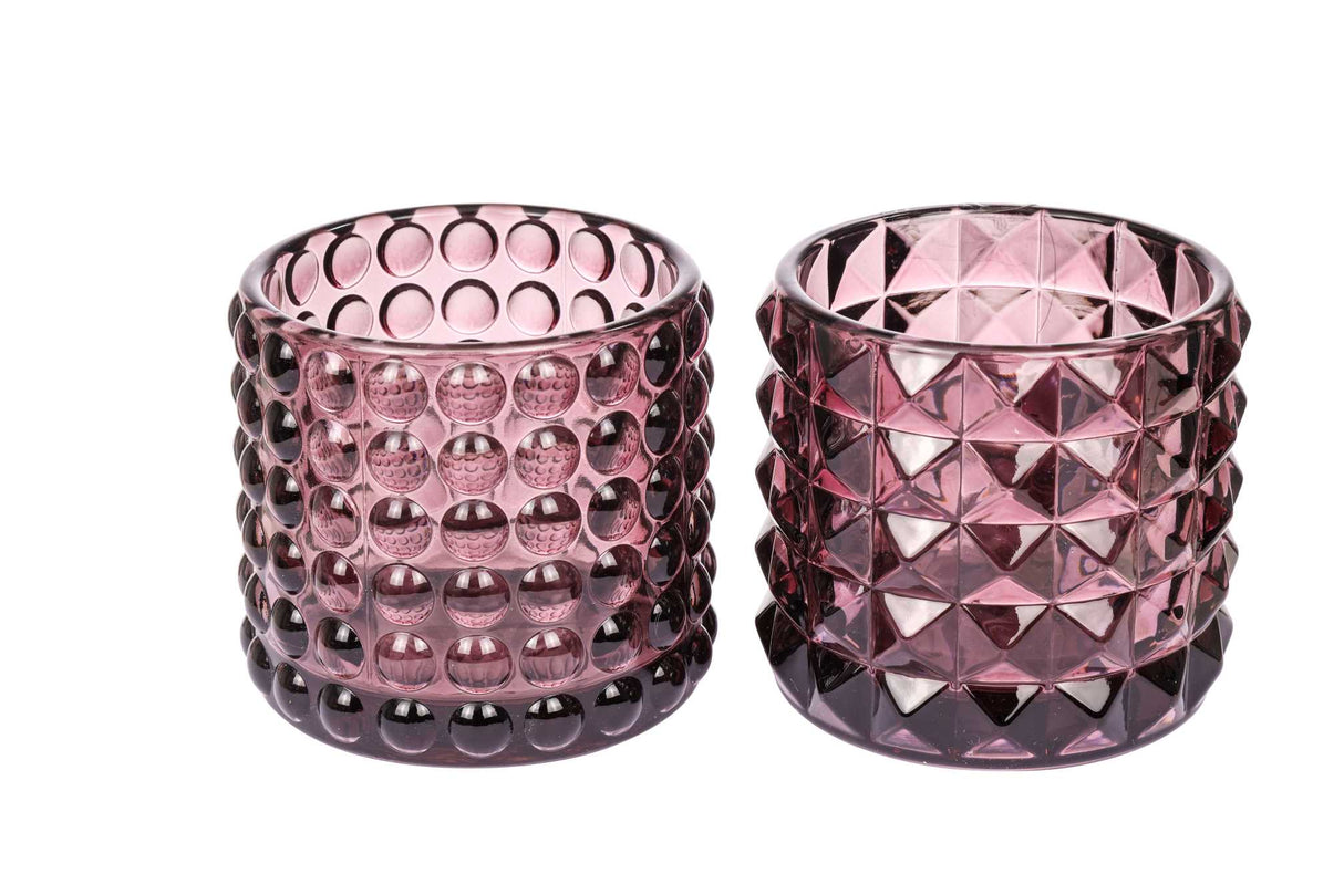 ARPIMEX Glass Jar D 9.5 Cm H 8.5 Cm Mix 2 Pcs Pink