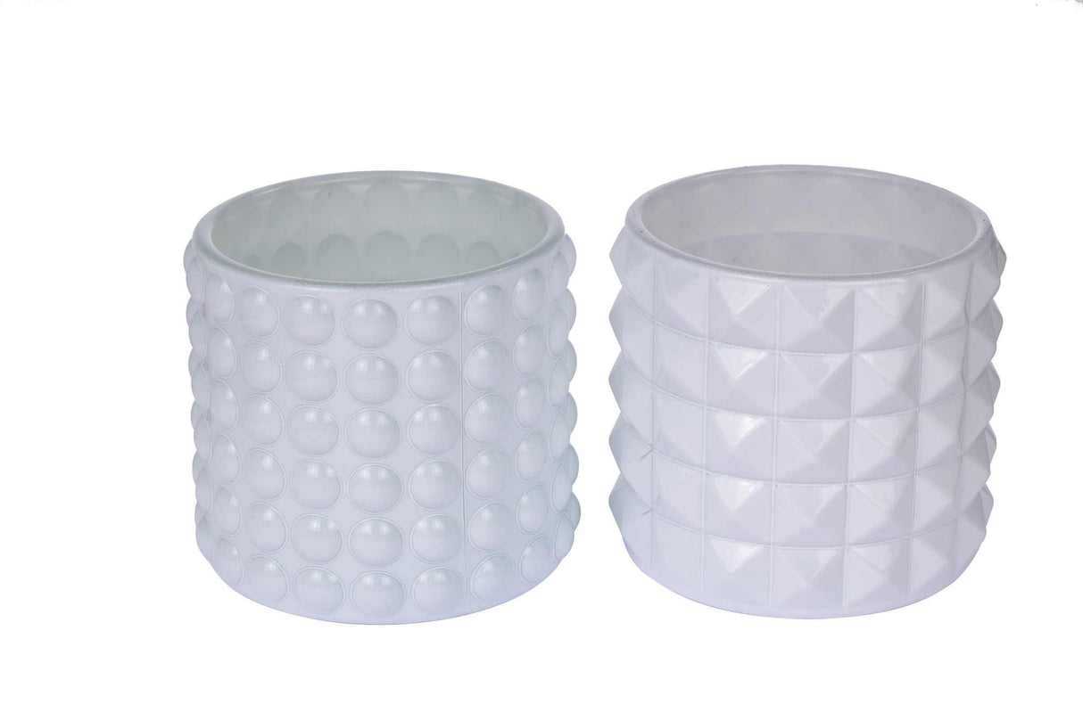 ARPIMEX Glass Jar D 9.5 Cm H 8.5 Cm Mix 2 Pcs White