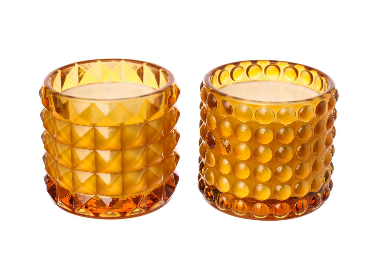 Pot en verre avec cire ARPIMEX D 9,5 cm H 8,5 cm Mix 2 pièces Marron