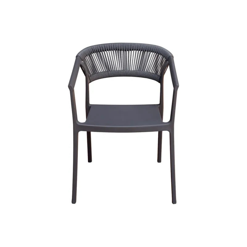 Moia Greenwood Fauteuil Chaise Lyon en Polypropylène avec Corde Anthracite – Chaise d'Extérieur Empilable Résistante aux UV