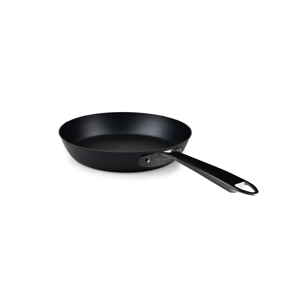 AGNELLI Poêle en fer nitruré avec 1 Manche Inox PVD Noir D 32 cm