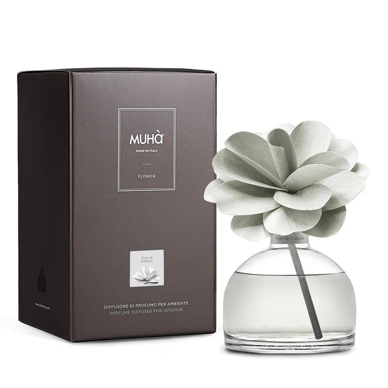 Muhà Flower Diffuseur de parfum Camélia 200ml Fleurs de Coton