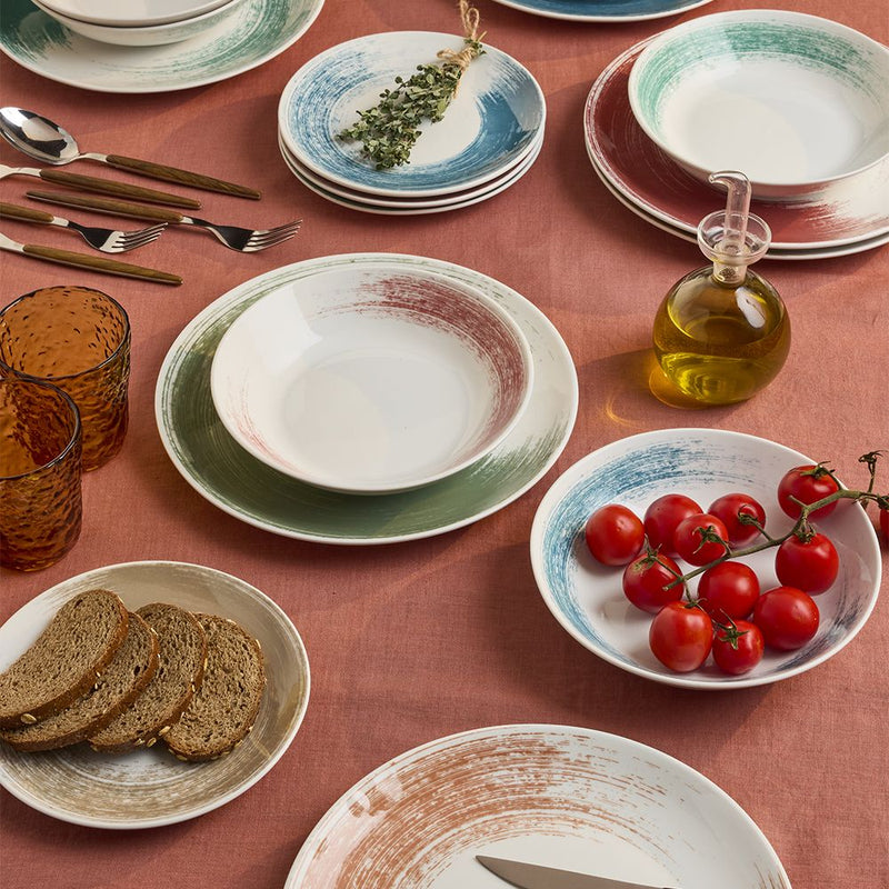 Tognana Madison Nanami Servizio Piatti 18 Pezzi in Porcellana Multicolor – Set Tavola Completo per 6 Persone