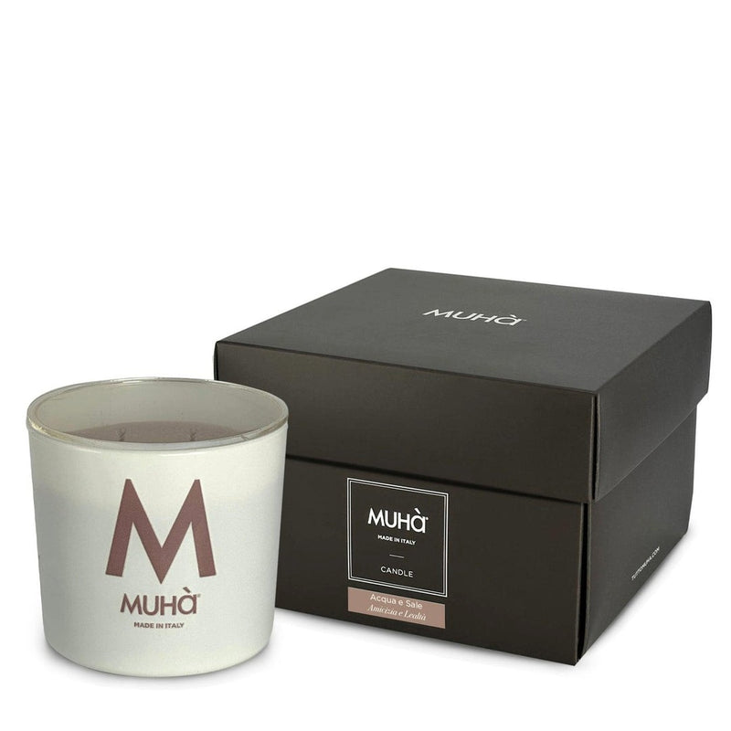 Muhà Candela Profumata Acqua e Sale 500 g Ø10,5xH11,9 cm – Candela Aromatica Decorativa per la Casa e Idea Regalo