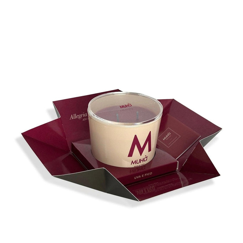 Muhà Candela Profumata Uva e Fico 500 g Ø10,5xH11,9 cm – Candela Aromatica Decorativa per la Casa e Idea Regalo