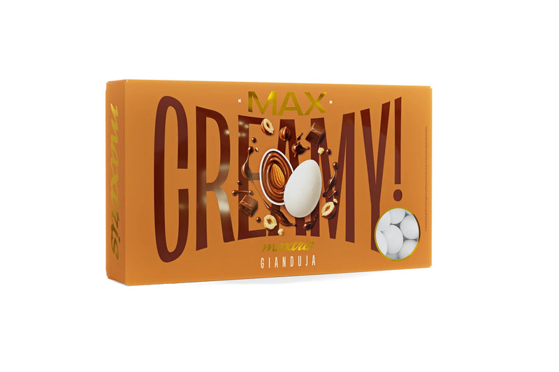 Maxtris Confetti Creamy Max Gianduia Bianchi 1 kg – Confetti Golosi al Gusto Gianduia per Matrimoni, Cerimonie, Feste e Confettate