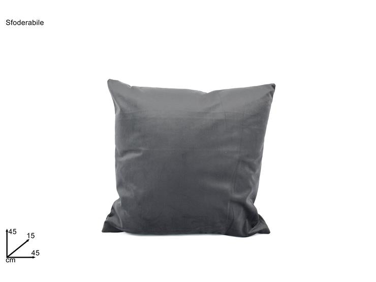DUE ESSE DISTRIBUZIONI Coussin Déhoussable 45 x 45 Cm Velours Gris