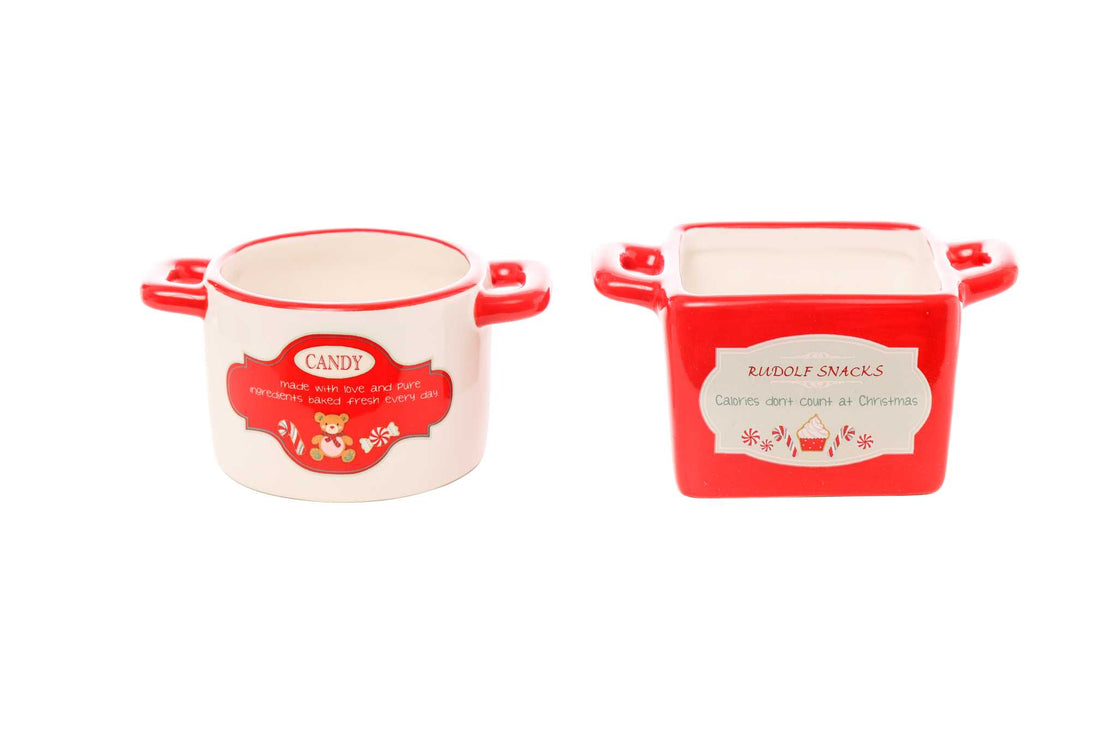 Pot de Noël en céramique ARPIMEX 10 x 6,5 x 4,5 cm Blanc Rouge 1 pièce