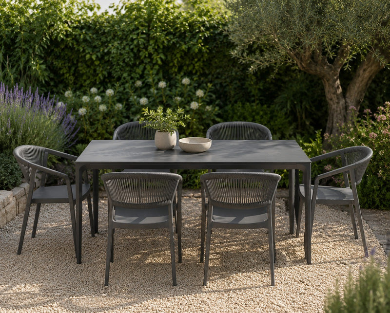 Moia Greenwood Alghero Table d'extérieur Anthracite Grès Gris 180×90 cm