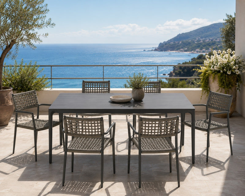 Moia Greenwood Alghero Table d'extérieur Anthracite Grès Gris 180×90 cm