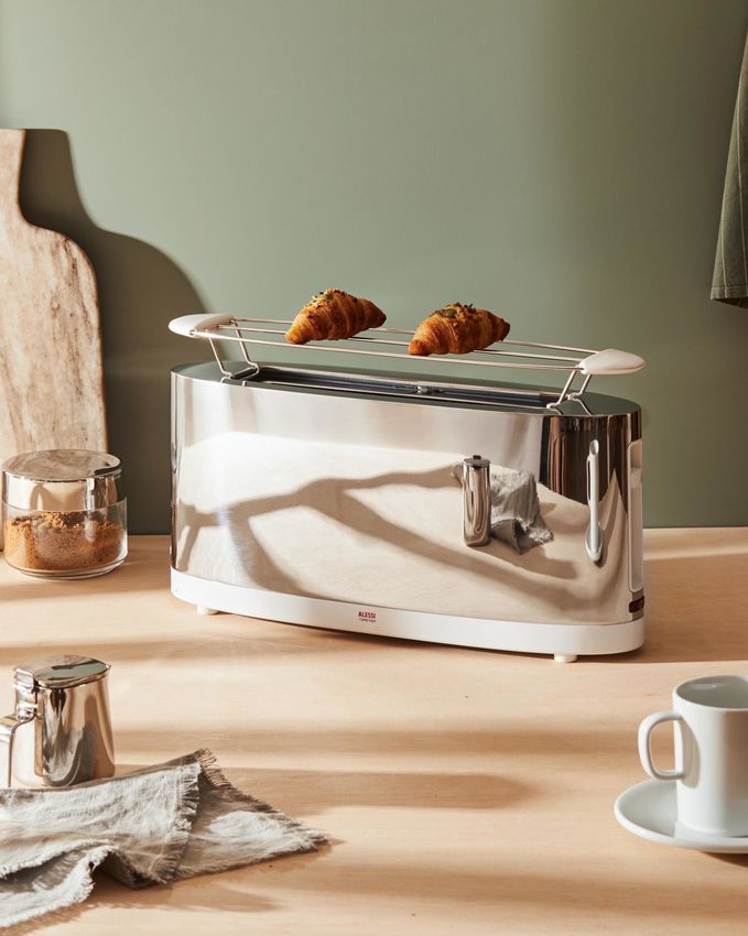Alessi Grille-pain avec grille chauffe-viennoiseries Blanc