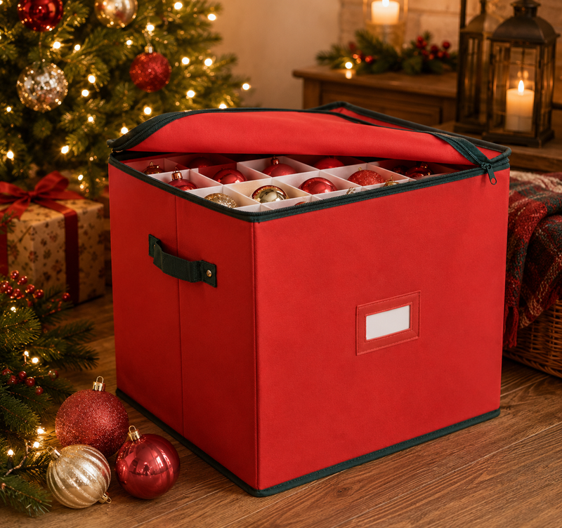 Conteneur de Noël Bizzotto Xmas pour 27 sphères D 100 mm Rouge Carré