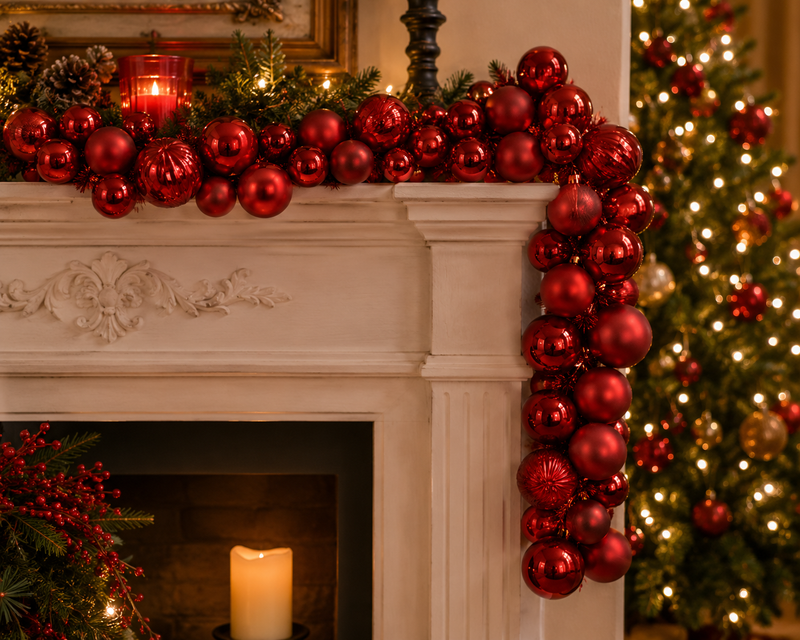 EDG Enzo De Gasperi Festoon Noël PalleMix X 50 L 170 Cm D 8 Cm D 10 Cm Rouge