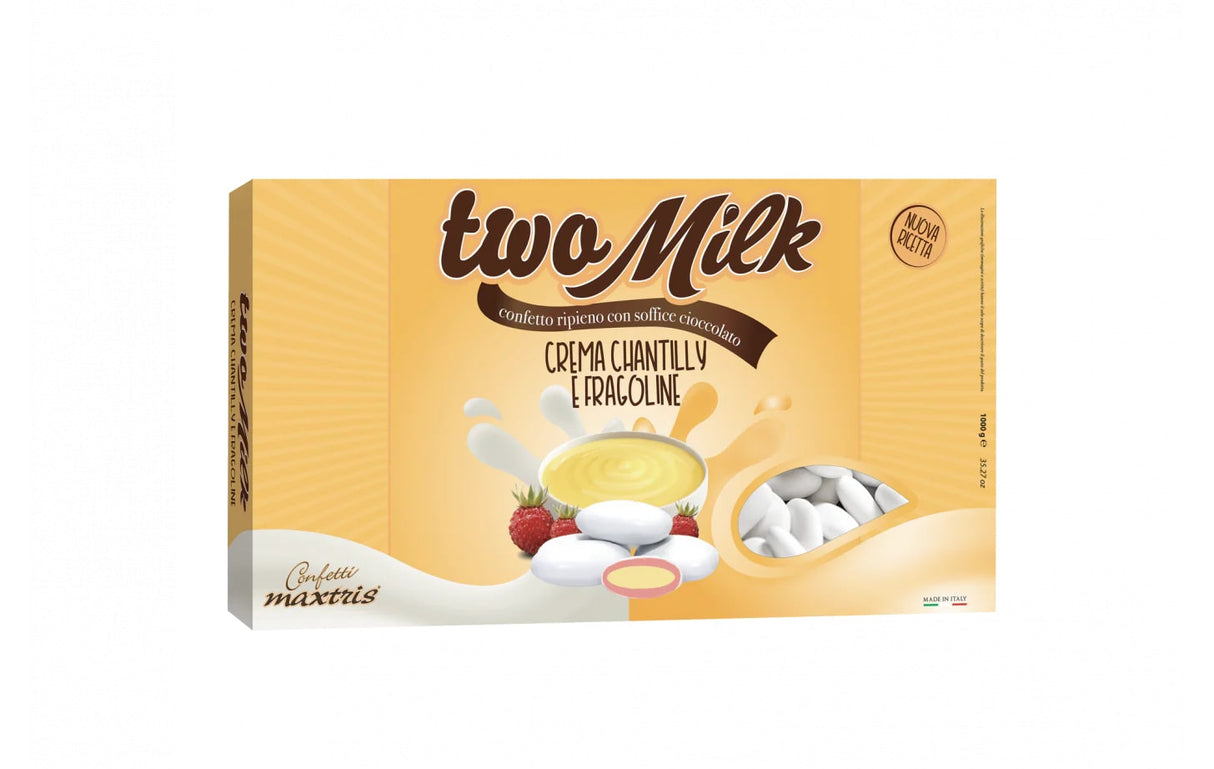 Maxtris Confetti Crème Chantilly Deux Laits et Fraises 1 Kg