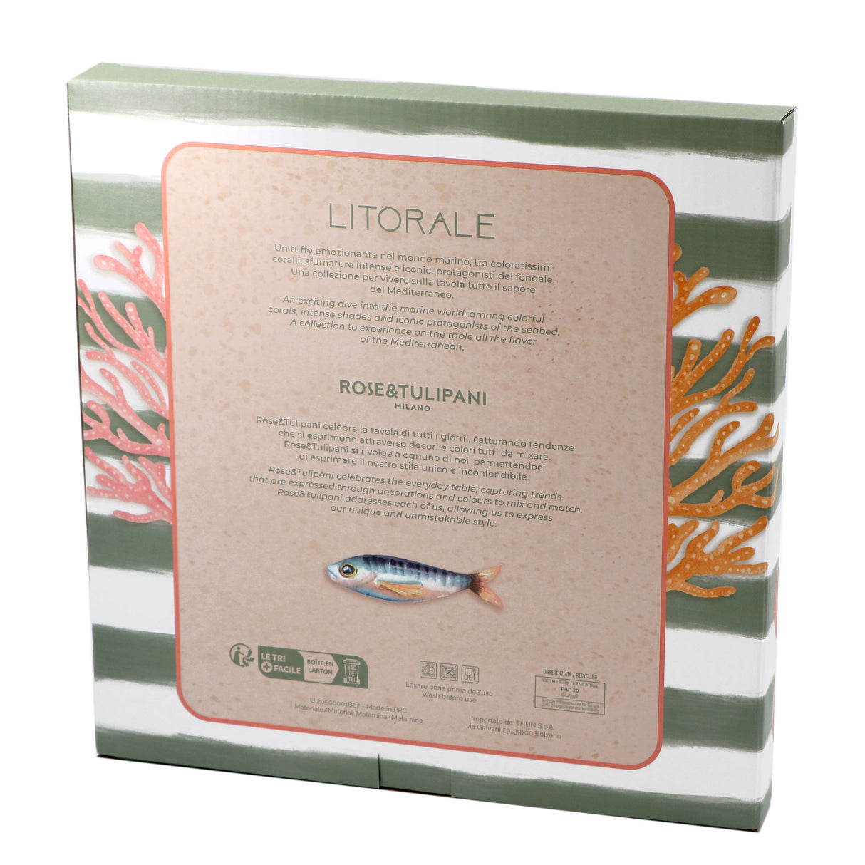 ROSE & TULIPS Coastal Set of 2 Flat Plates D 27 cm Coral Alice Melamine