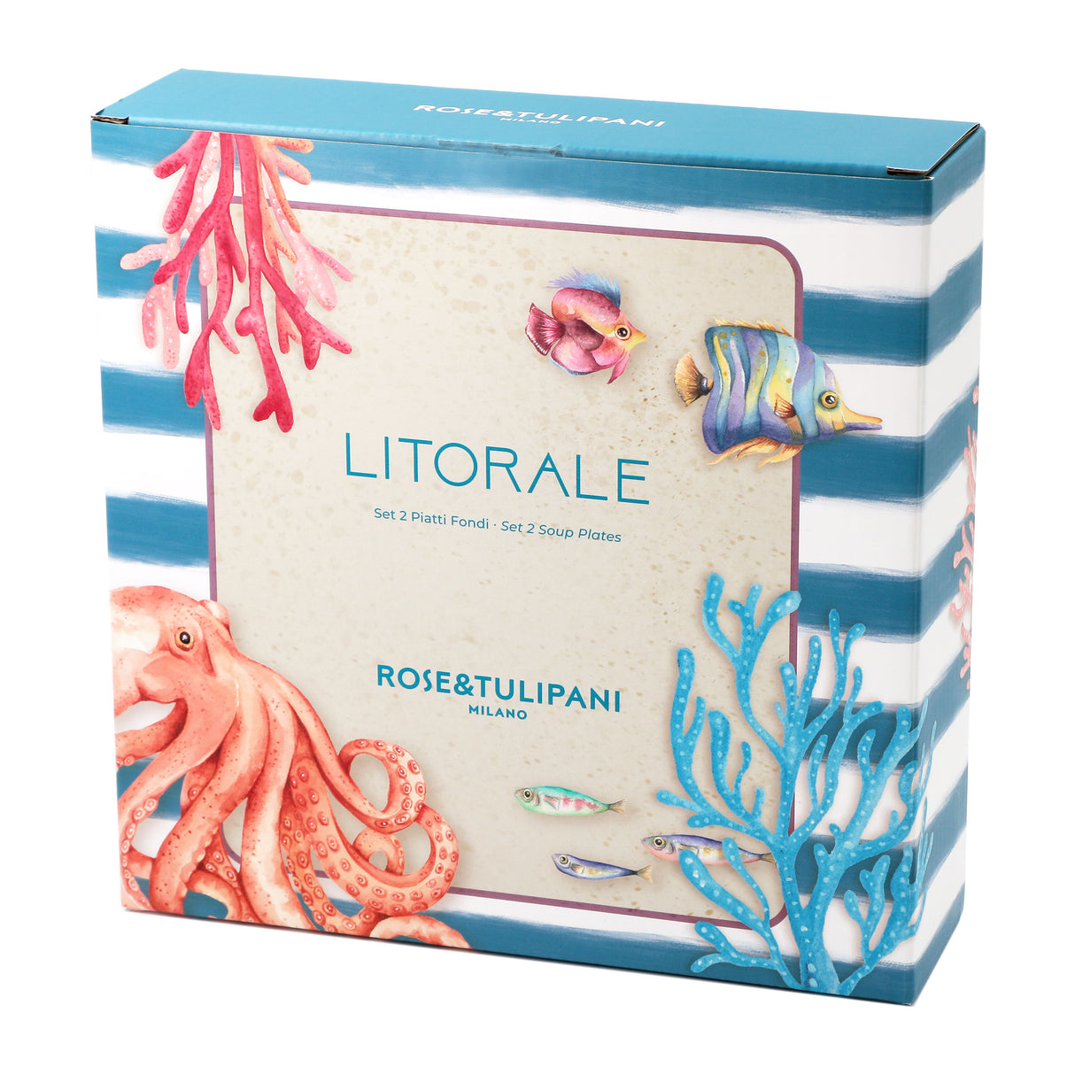 ROSE & TULIPS Coastal Set de 2 assiettes creuses D 21 cm Coral Alice Mélamine