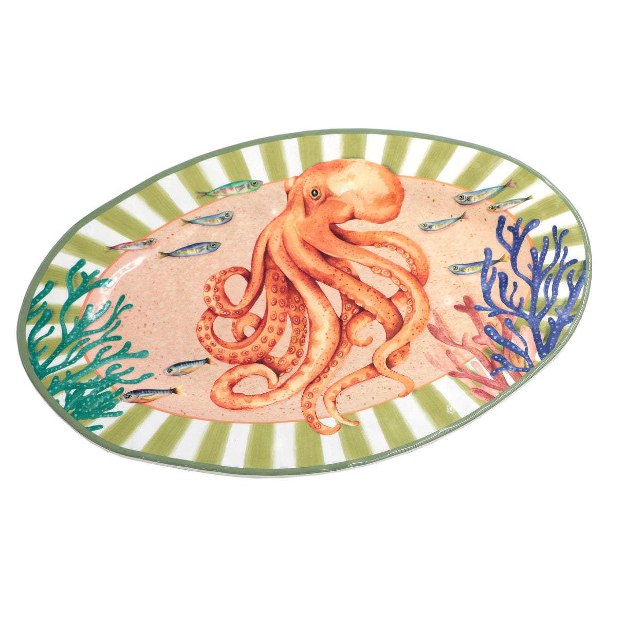 ROSE & TULIPS Coastal Oval Tray 45 x 30 Cm Octopus Melamine
