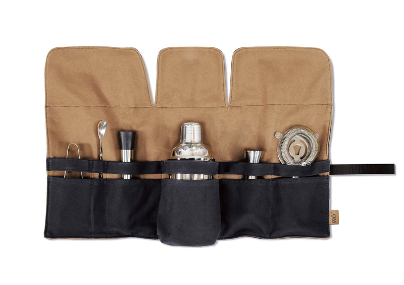 Coffret à cocktails professionnel WD LifeStyle 9 pièces en acier inoxydable avec étui