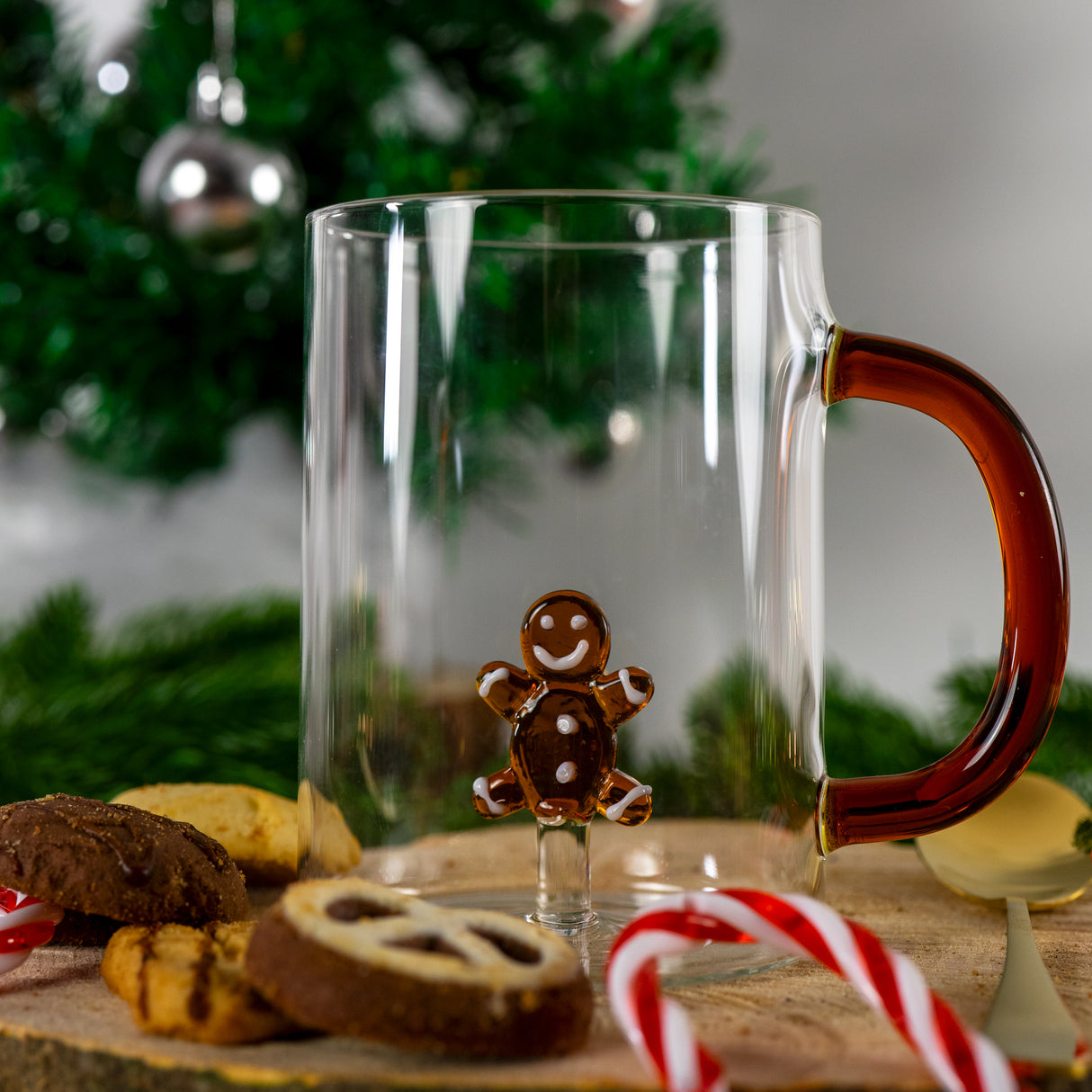 Tasse en verre borosilicate WD LifeStyle 420 ml, motif bonhomme en pain d'épices, décoration de Noël
