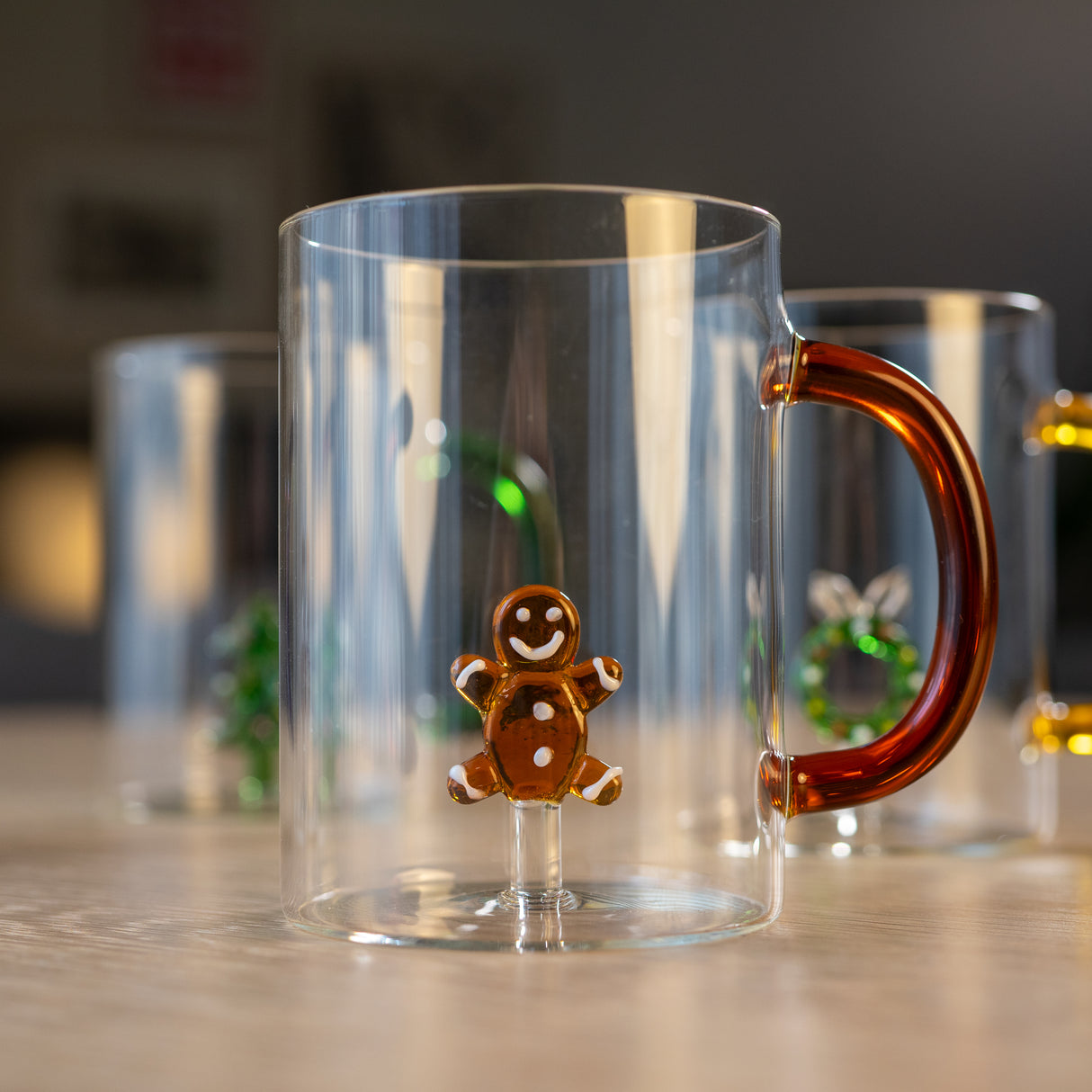 Tasse en verre borosilicate WD LifeStyle 420 ml, motif bonhomme en pain d'épices, décoration de Noël