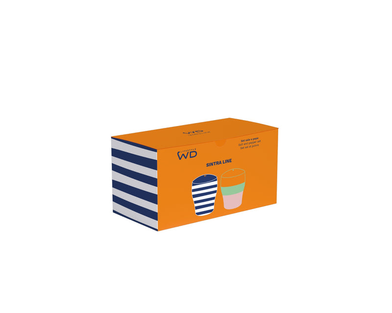 Ensemble sel et poivre en grès WD LifeStyle 6,5 x 6,5 x 8 cm Bleu Vert Orange Rose