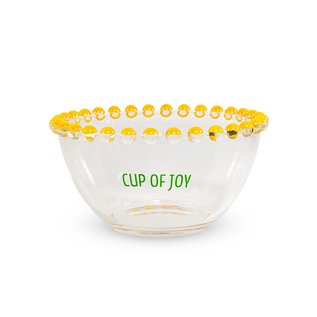Ensemble de 2 bols en verre WD LifeStyle de 500 ml décorés « Tasse de joie » et « Tasse de paix », jaune et vert