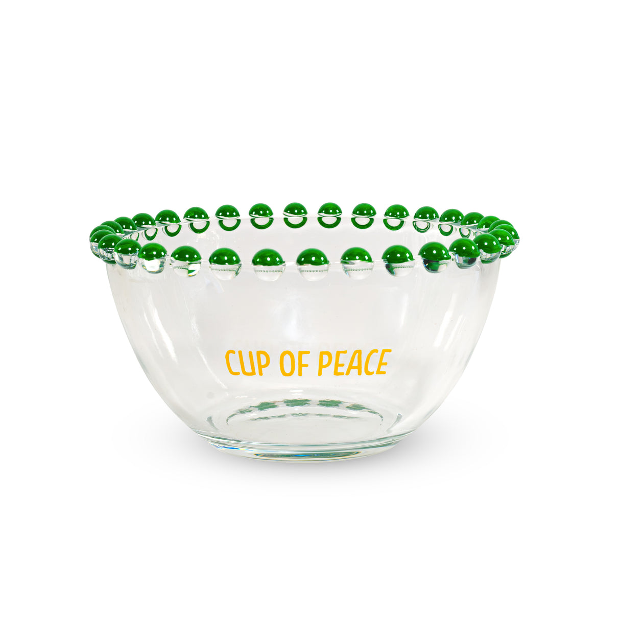 Ensemble de 2 bols en verre WD LifeStyle de 500 ml décorés « Tasse de joie » et « Tasse de paix », jaune et vert