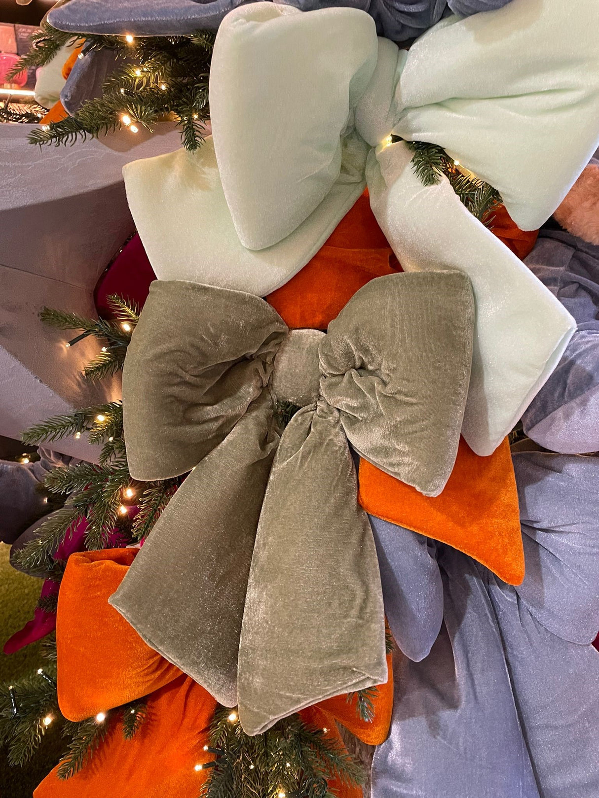 Nœud de Noël ARPIMEX en velours 30 cm vert clair