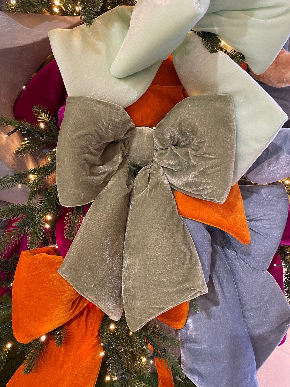 Nœud de Noël ARPIMEX en velours 40 cm vert clair